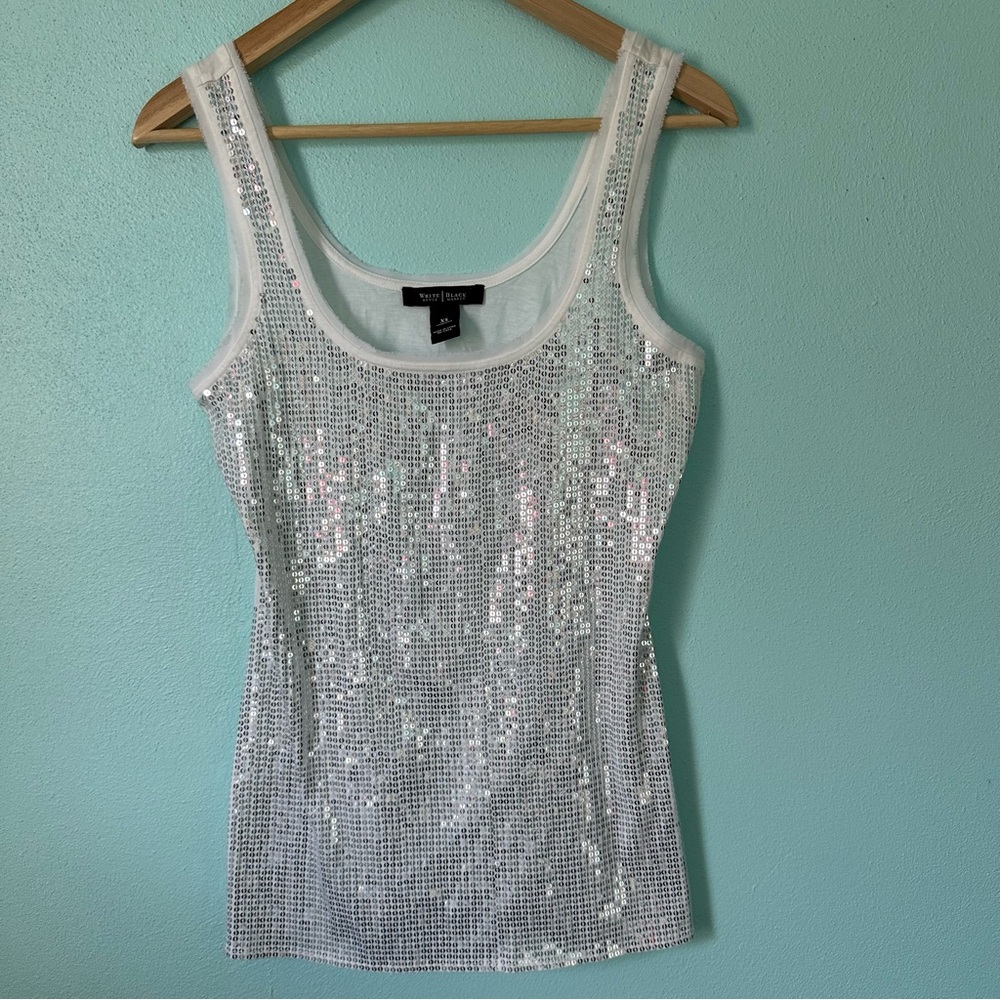 White House Black Market Women's white Sequin Tank Top